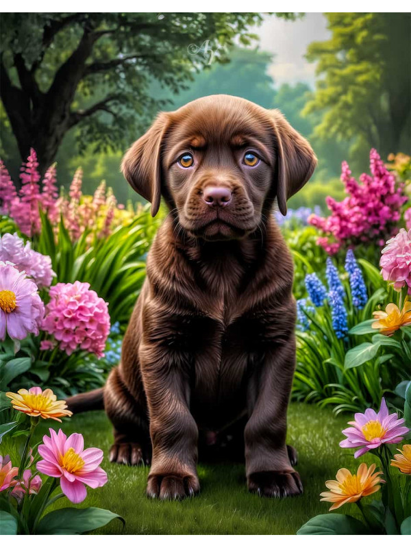 Labrador Chocolate Portrait Paintings