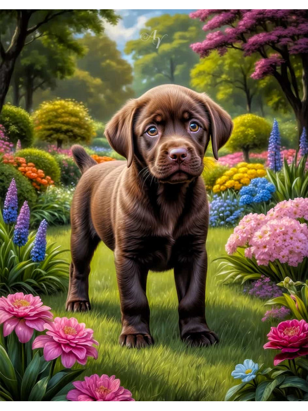 Labrador Chocolate Portrait Paintings