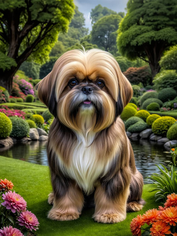 Lhasa Apso Dog Portrait Paintings