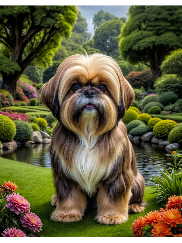 Lhasa Apso Dog Portrait Paintings