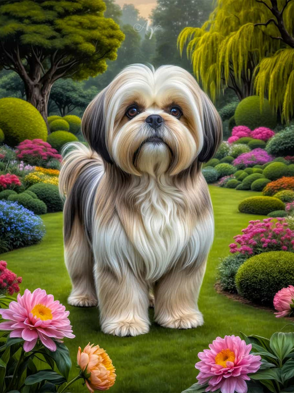 Lhasa Apso Dog Portrait Paintings