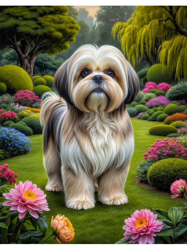 Lhasa Apso Dog Portrait Paintings