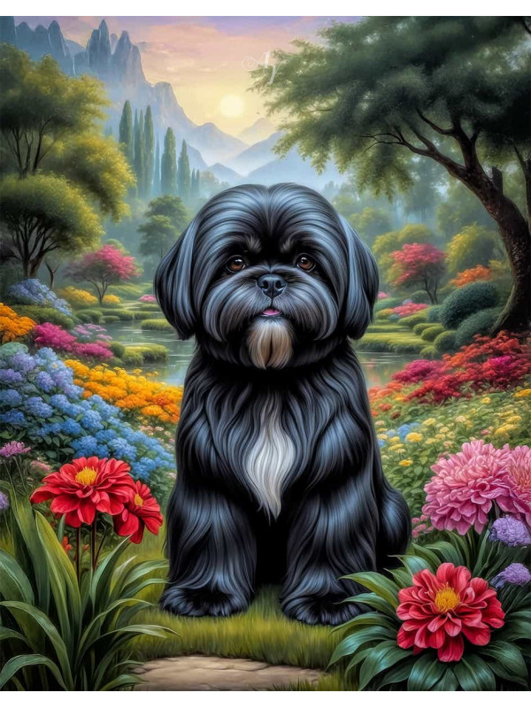 Lhasa Apso Dog Portrait Paintings