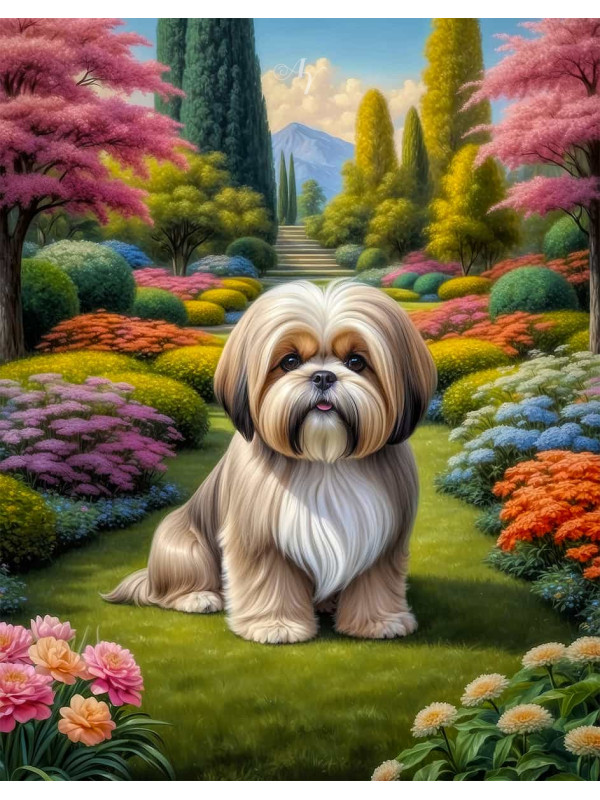Lhasa Apso Dog Portrait Paintings