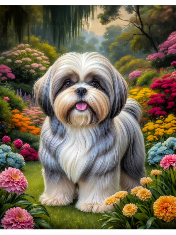 Lhasa Apso Dog Portrait Paintings
