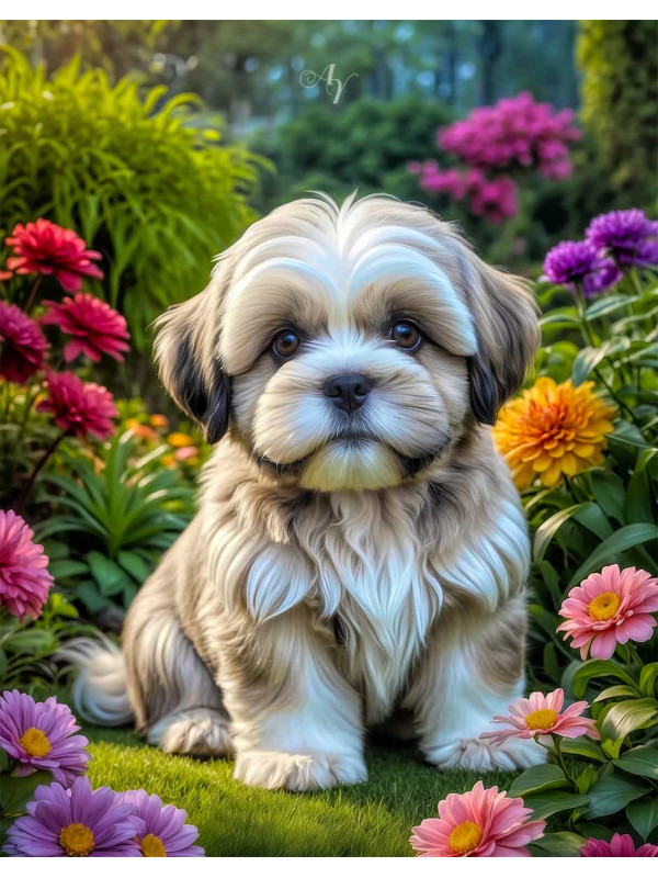 Lhasa Apso Dog Portrait Paintings