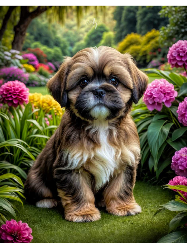 Lhasa Apso Dog Portrait Paintings