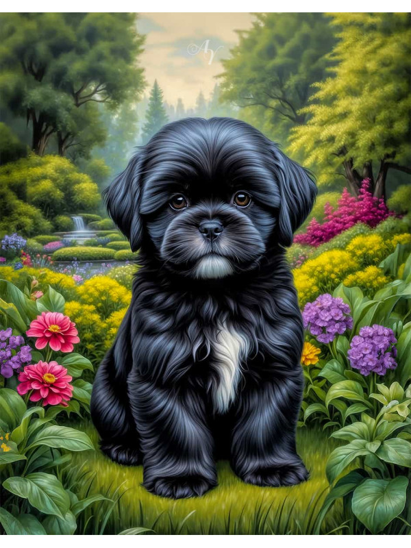 Lhasa Apso Dog Portrait Paintings