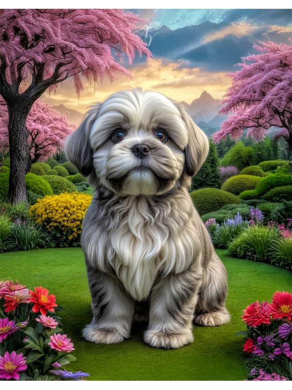 Lhasa Apso Dog Portrait Paintings