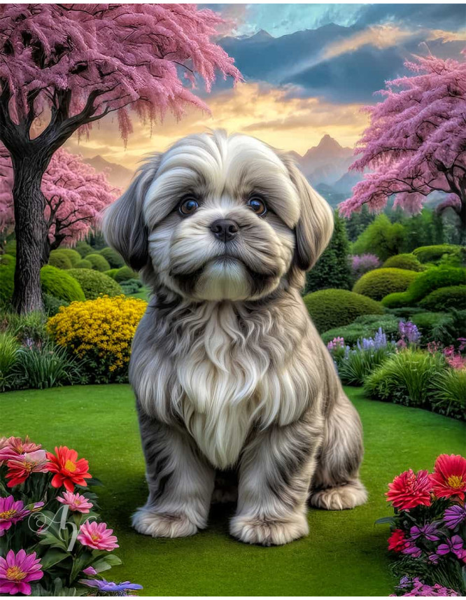 Lhasa Apso Dog Portrait Paintings