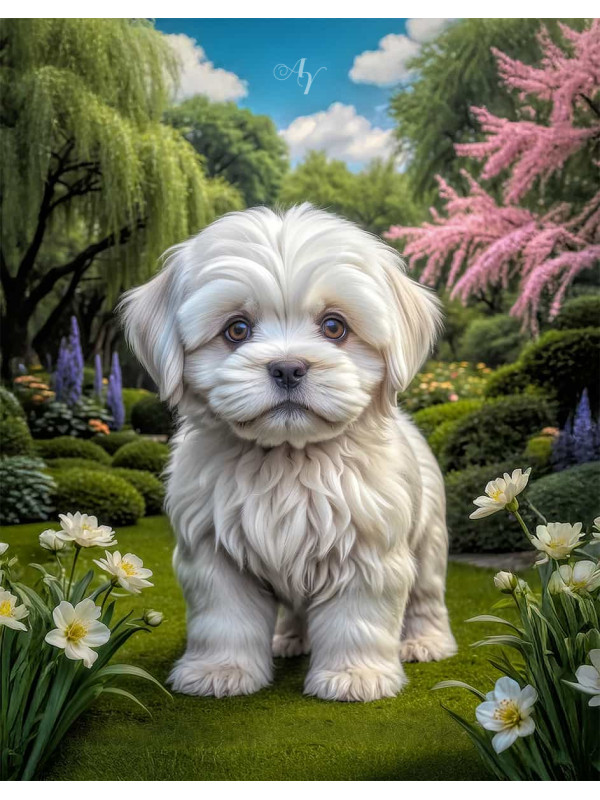 Lhasa Apso Dog Portrait Paintings