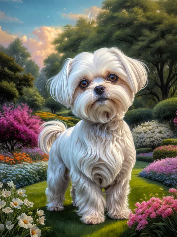 Maltese Dog Portrait Paintings