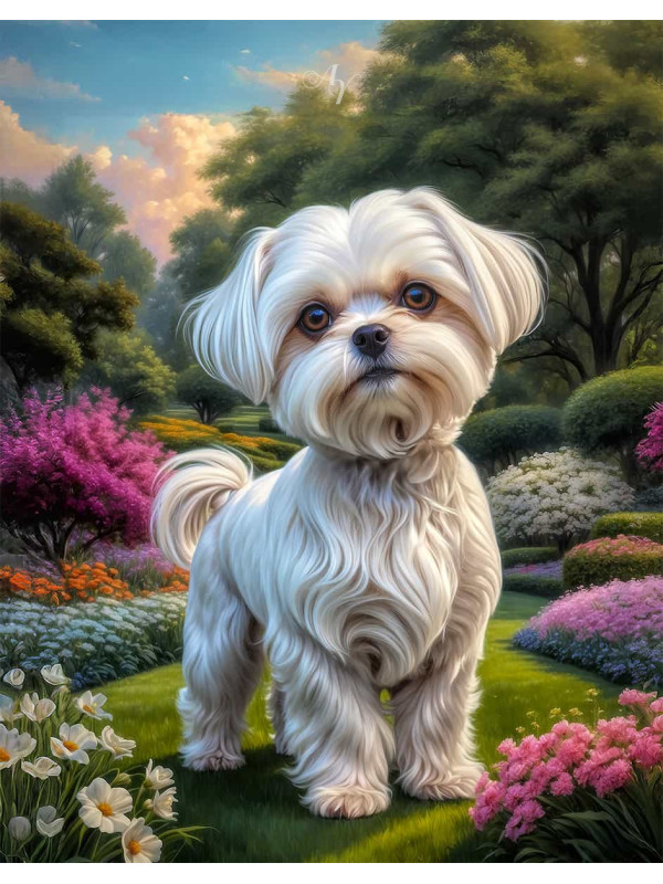 Maltese Dog Portrait Paintings