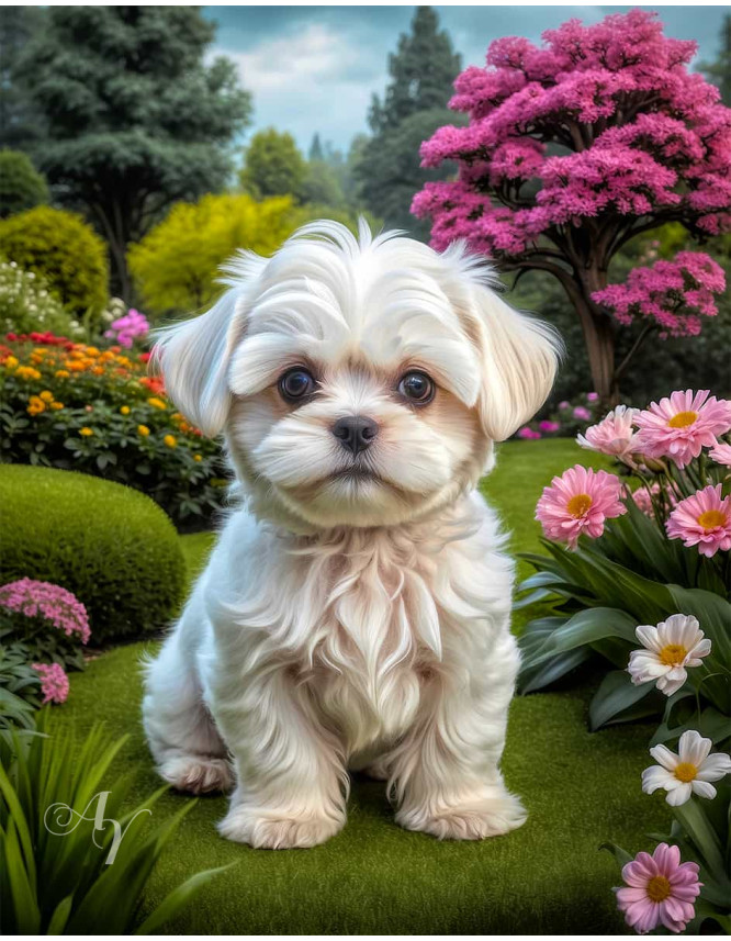 Maltese Dog Portrait Paintings