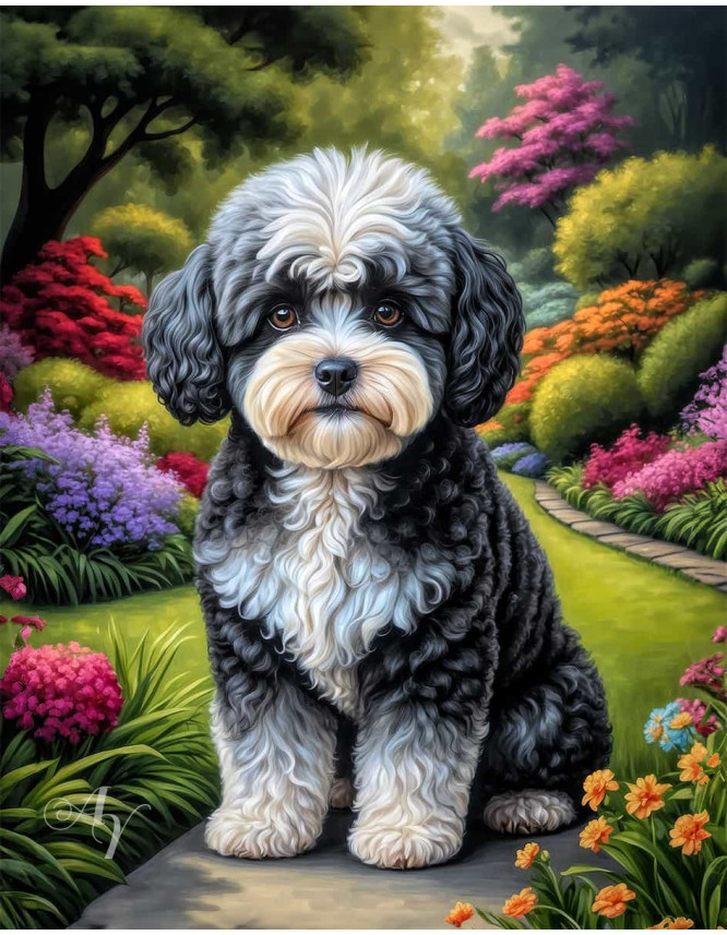 Maltipoo Dog Portrait Paintings