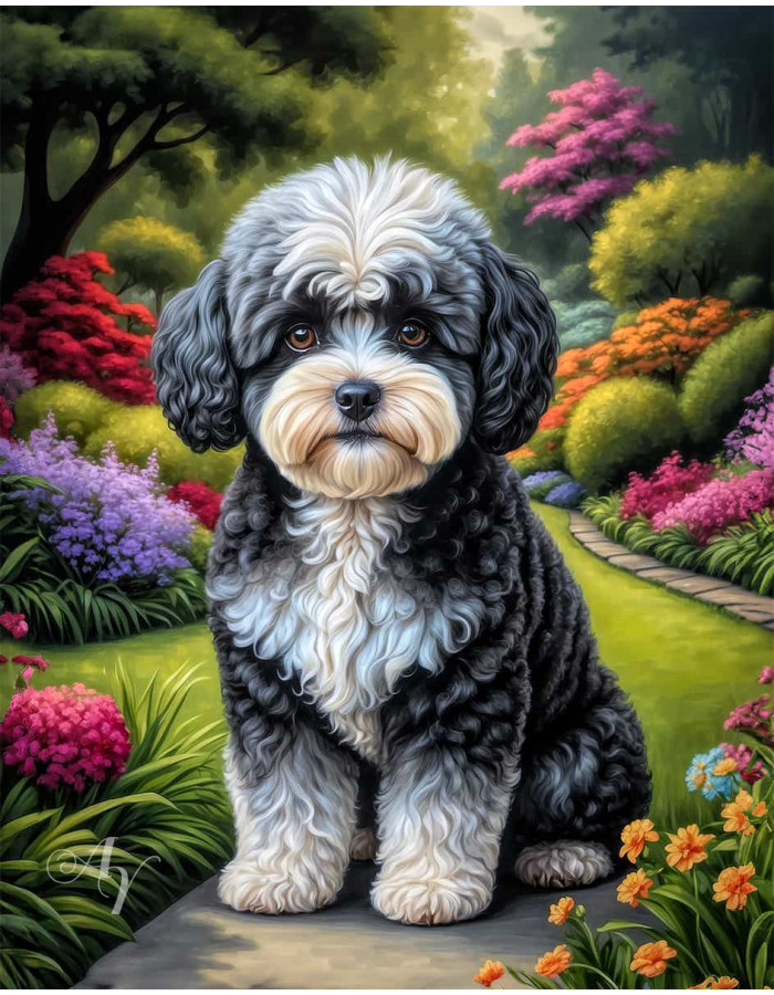 Maltipoo Dog Portrait Paintings
