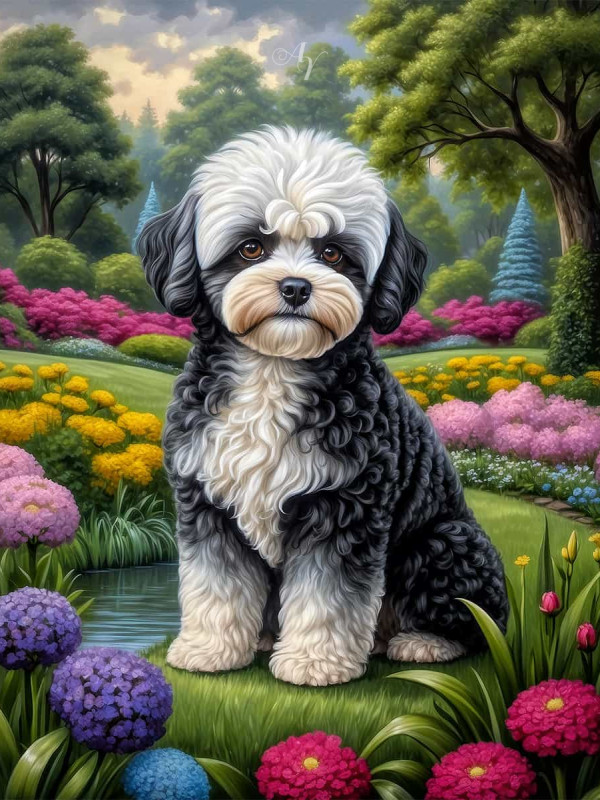 Maltipoo Dog Portrait Paintings