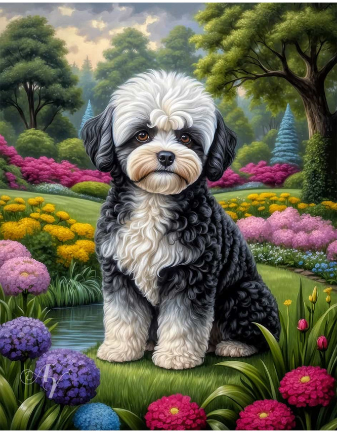 Maltipoo Dog Portrait Paintings