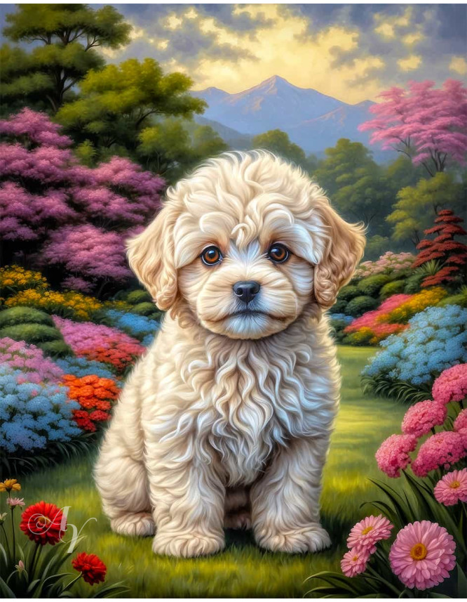 Maltipoo Dog Portrait Paintings