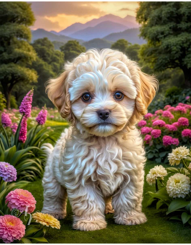 Maltipoo Dog Portrait Paintings