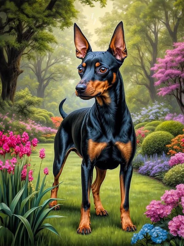 Manchester Terrier Dog Portrait Paintings