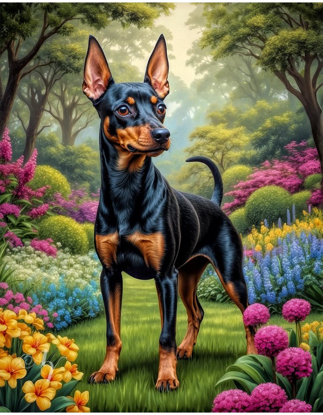 Manchester Terrier Dog Portrait Paintings