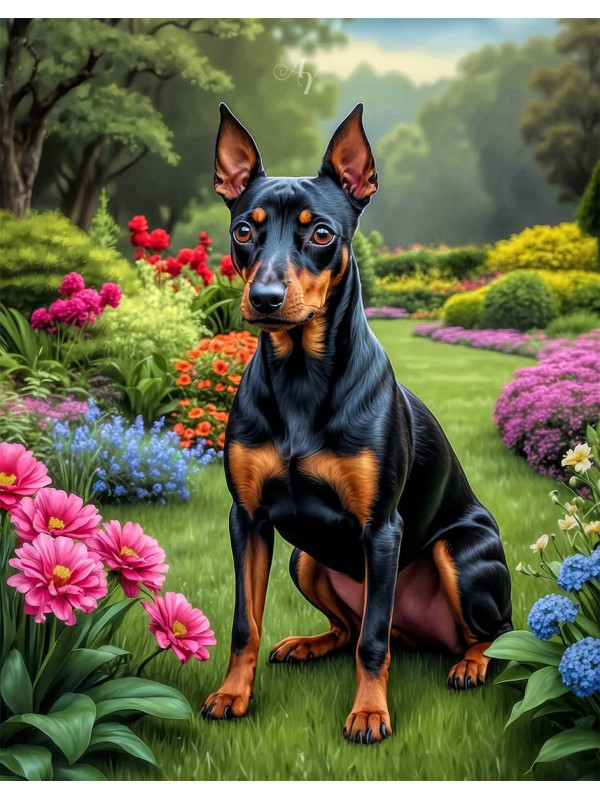 Manchester Terrier Dog Portrait Paintings
