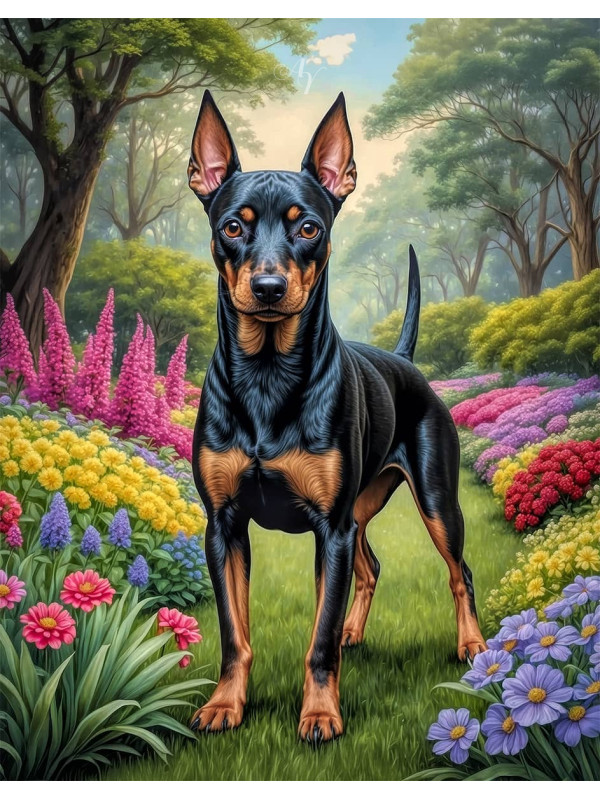 Manchester Terrier Dog Portrait Paintings