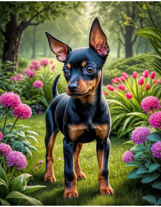 Manchester Terrier Dog Portrait Paintings