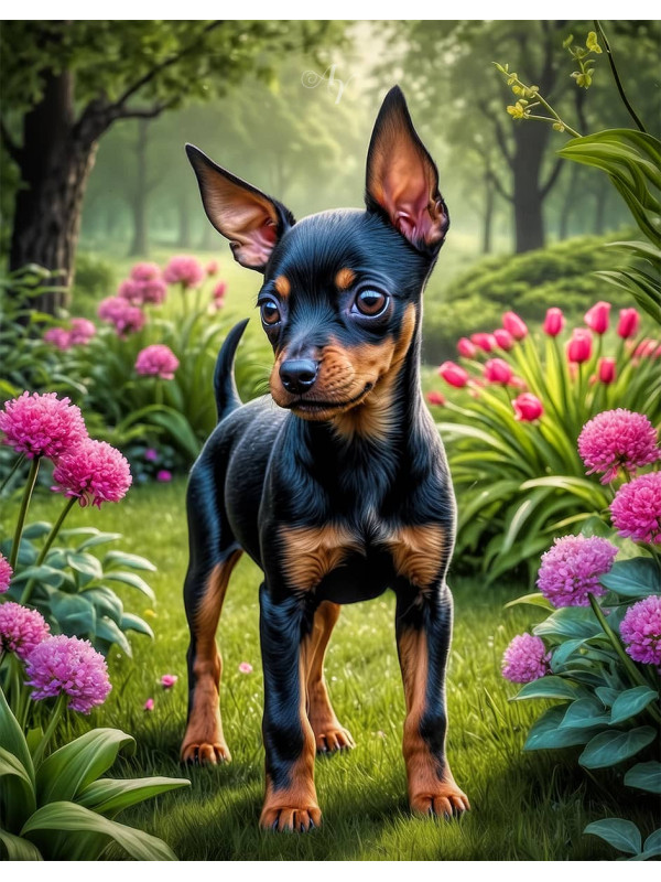 Manchester Terrier Dog Portrait Paintings