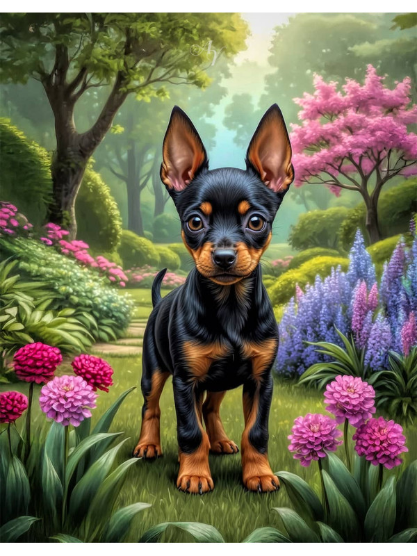 Manchester Terrier Dog Portrait Paintings