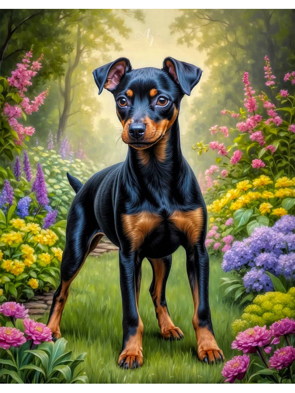 Manchester Terrier Dog Portrait Paintings