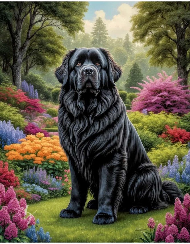 Newfoundland Dog Portrait Paintings