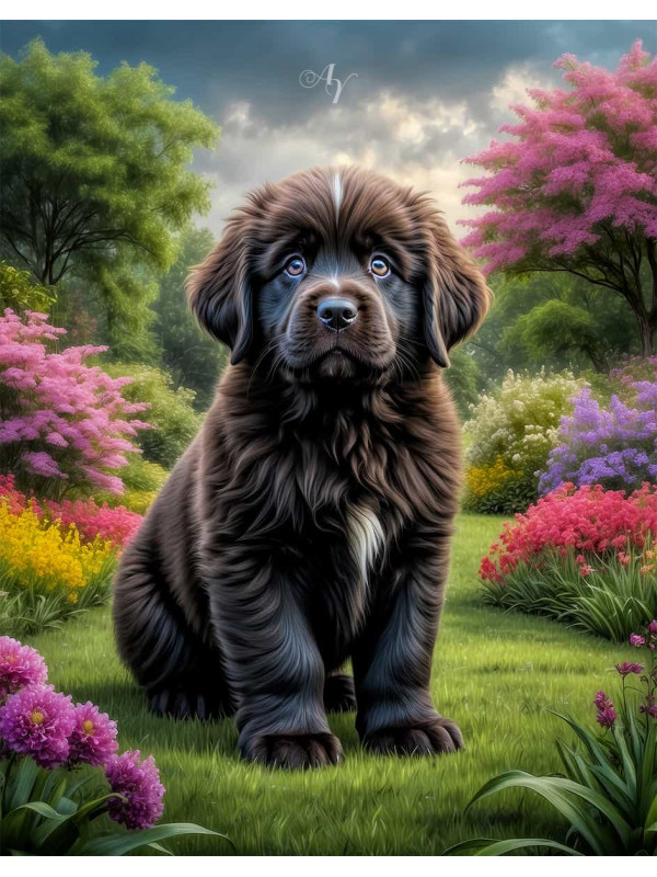 Newfoundland Dog Portrait Paintings