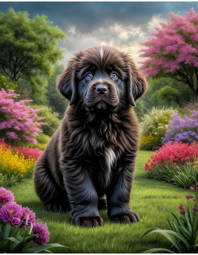 Newfoundland Dog Portrait Paintings