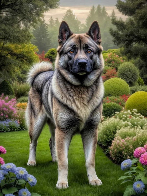 Norwegian Elkhound Dog Portrait Paintings