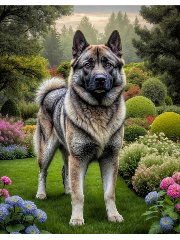 Norwegian Elkhound Dog Portrait Paintings
