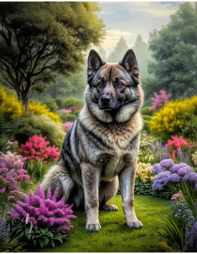 Norwegian Elkhound Dog Portrait Paintings Norwegian Elkhound Dog Portrait Paintings