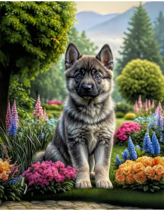 Norwegian Elkhound Dog Portrait Paintings Norwegian Elkhound Dog Portrait Paintings