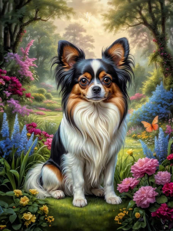 Papillion Dog Portrait Paintings