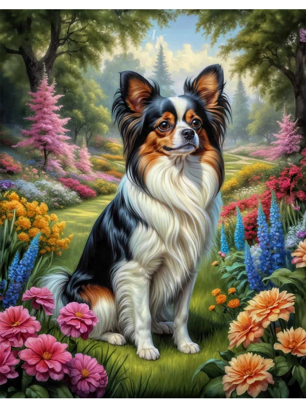 Papillion Dog Portrait Paintings
