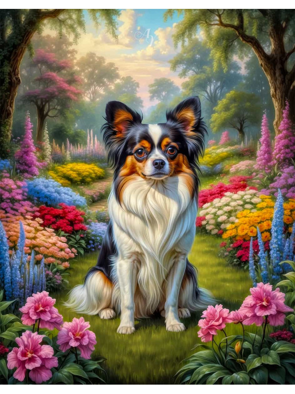 Papillion Dog Portrait Paintings