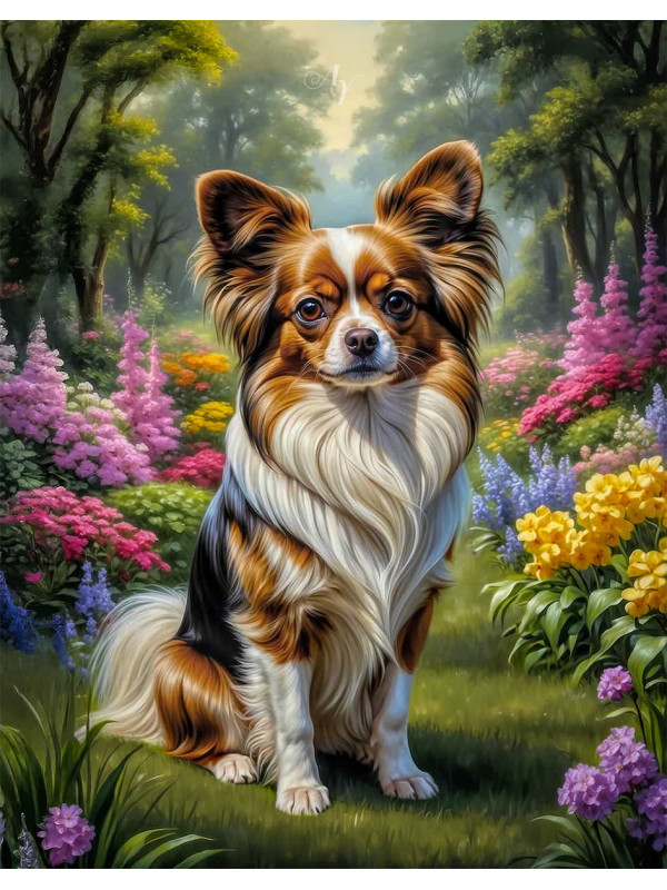 Papillion Dog Portrait Paintings