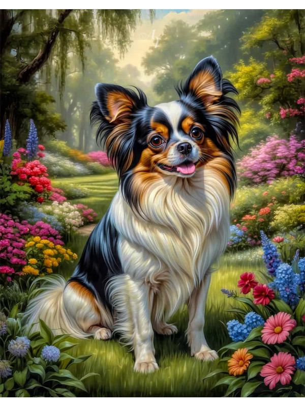 Papillion Dog Portrait Paintings