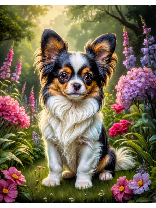 Papillion Dog Portrait Paintings