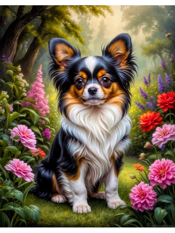 Papillion Dog Portrait Paintings