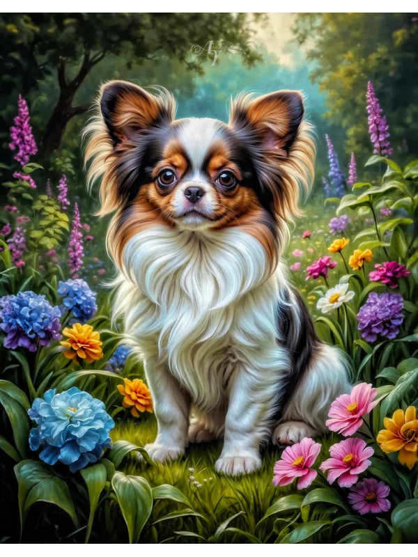 Papillion Dog Portrait Paintings