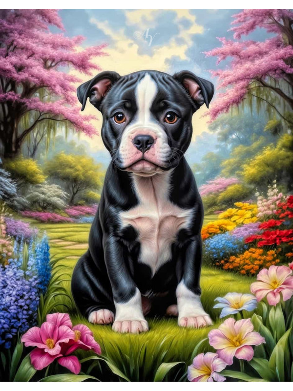 Pitbull Terrier Portrait Paintings