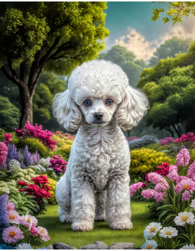Poodle Dog Portrait Paintings