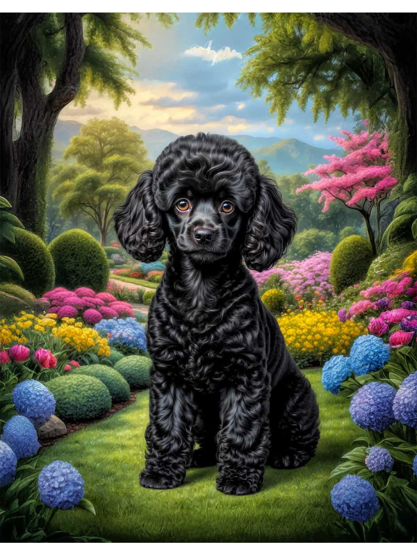 Poodle Dog and Puppy Vibrant Portrait Paintings